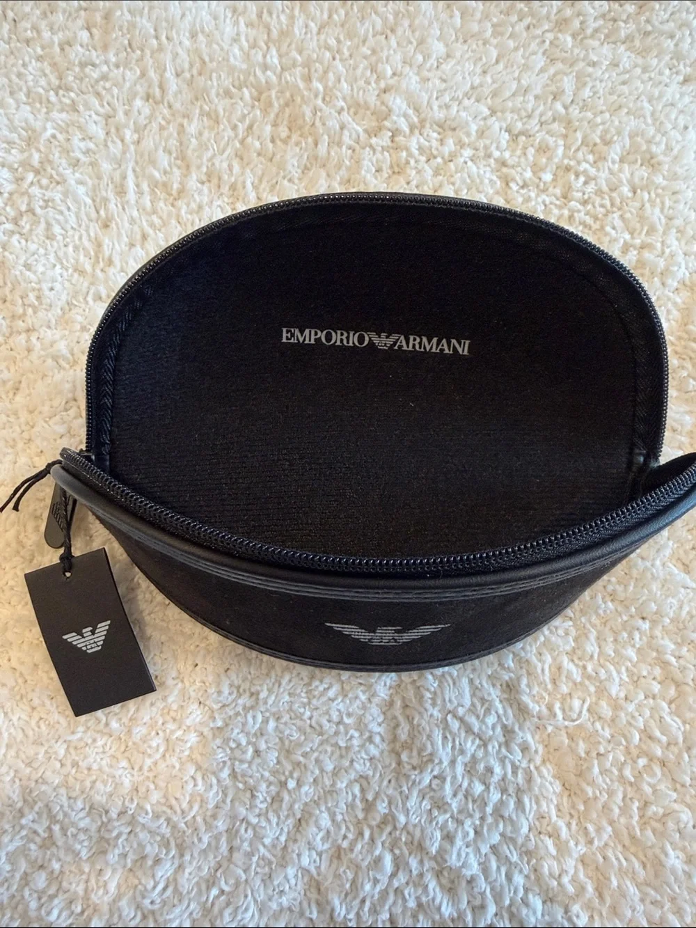 Emporio Armani Black Protective Sunglasses Pouch with Logo
